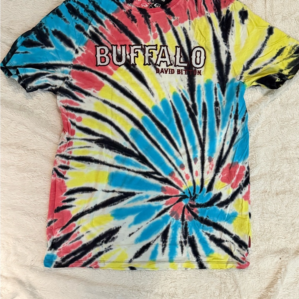 Buffalo David Bitton Spiral Tie-Dye T-Shirt - Blue, Yellow, Red